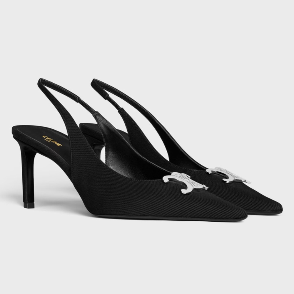 CELINE ALMA TRIOMPHE SLINGBACK IN GROS-GRAIN